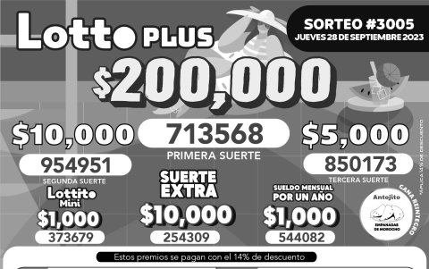 BOLETIN LOTTO 3005 - JUEVES 28 DE SEPTIEMBRE 2023