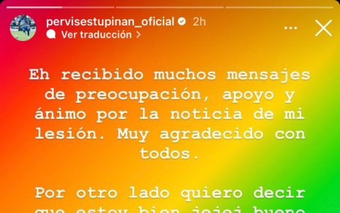 Estupiñán envió este mensaje en sus historias de Instagram.