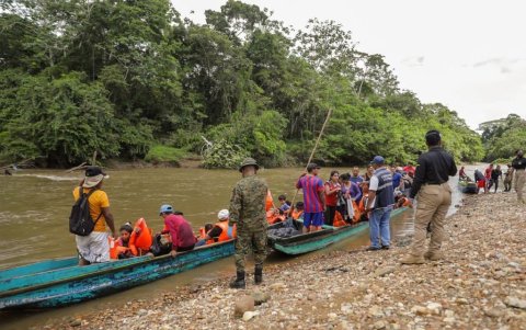 Migrantes en la Recepción Migratoria de Lajas Blancas,