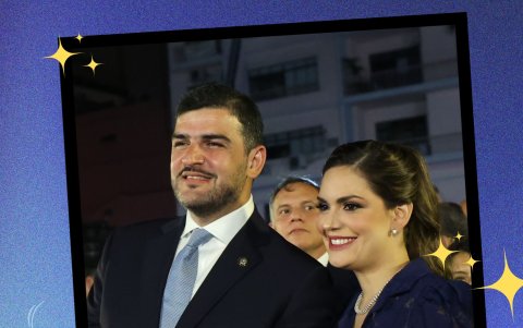 El alcalde Aquiles Álvarez y su esposa Fiorella Icaza Samán.