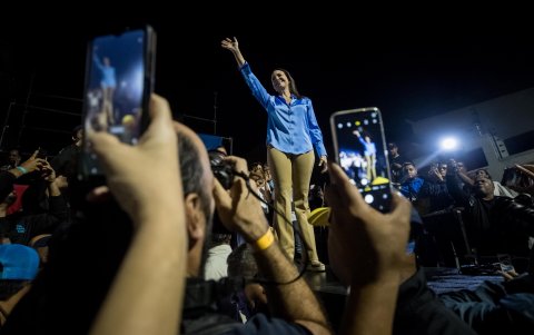 Caracas. La exdiputada María Corina Machado celebra los resultados.