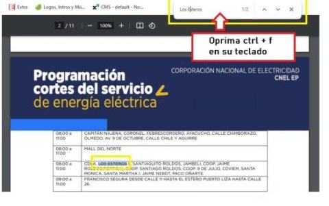 Guía para cortes de luz en Guayaquil.