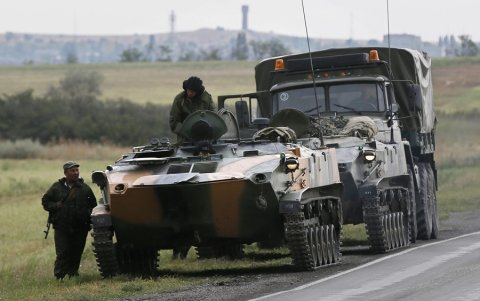 Un tanque militar ruso en un lugar no revelado de Ucrania