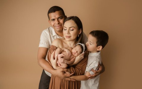 Silvana Torres con su familia.