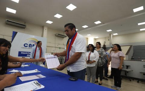 En Guayas también se habilitó la delegación para recibir a la militancia de Pachakutik.