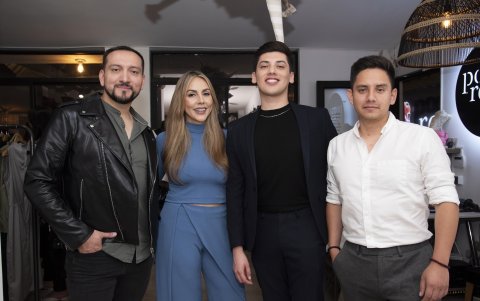 La anfitriona junto a Jorge Loayza, José Luis Cañizares y Ricardo Borja.