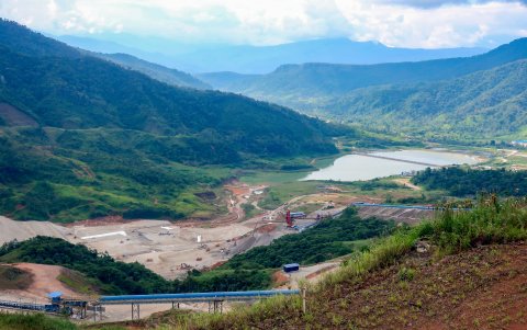 El depósito de relaves de la minera china Ecuacorriente que opera la mina Mirador, en El Pangui, provincia de Zamora Chinchipe (Ecuador).