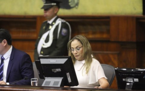 Pierina Correa, del correísmo, dirigió la primera sesión de la Asamblea Nacional.
