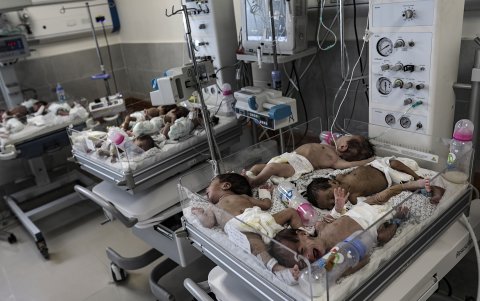 Los bebés prematuros que se encontraban en el hospital Al Shifa, cuyas incubadoras habían dejado de funcionar hace días por la falta de electricidad.
