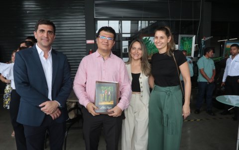 Dieter Sonneholzner, Arturo Rojas, artista plástico, Andrea Gutiérrez y Gisella Aguirre.