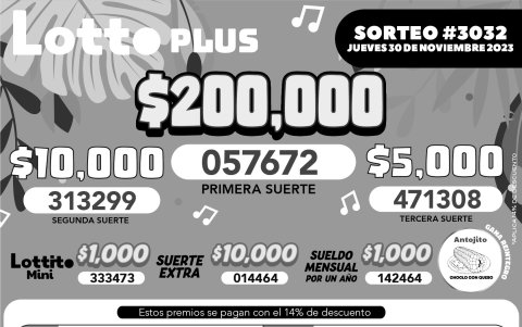 BOLETIN LOTTO 3032 -JUEVES 30 DE NOVIEMBRE 2023
