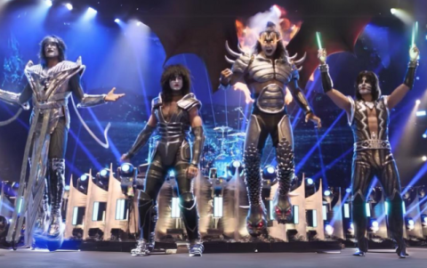 Integrantes de la banda Kiss conformada por Gene Simmons, Paul Stanley, Peter Criss y Ace Frehley.