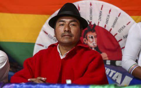 El presidente de la Confederación de Nacionalidades Indígenas de Ecuador (Conaie), Leonidas Iza, en una fotografía de archivo.