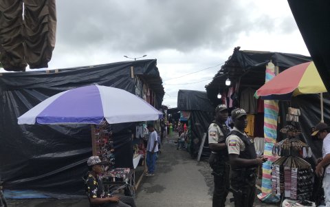 Seguridad. La Policía Nacional resguarda el espacio.