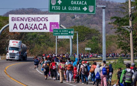 Cerca de 3.000 migrantes de la caravana 'Éxodo de la pobreza', que el Gobierno mexicano había disuelto la semana pasada.