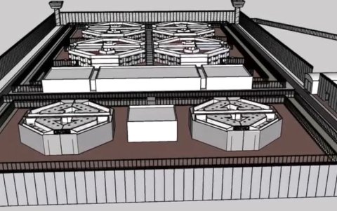 Presentación. En algo más de minuto y medio de los tres de la presentación, se observó el posible modelo de las nuevas cárceles.