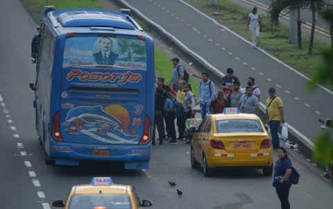Transportación. Las improvisadas paradas de buses no ofrecen un servicio de calidad a sus usuarios.