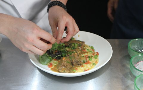 Risotto y Tira de asado.