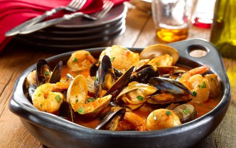 Los frutos del mar en variedad de platos.