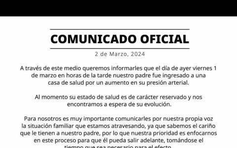 Primer comunicado de su familia.