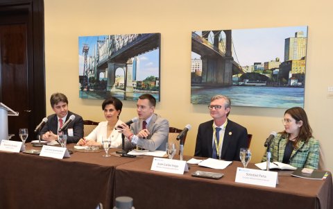 En la última visita del presidente Noboa a EE. UU., Peña Plaza fue presentada como jefa de la misión diplomática.