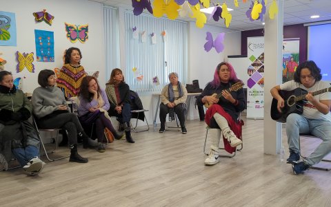 Red de las mujeres latinoamericanas y del Caribe, en actividades de grupo.