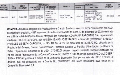 Compraventa del lote 4 en La Ribera de Batán