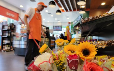 Hasta en las gasolineras no faltaron los girasoles.