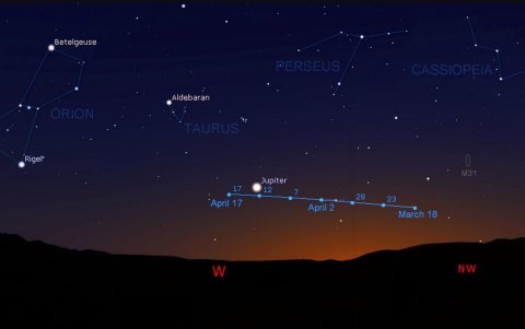 Posición prevista del cometa Pons-Brooks