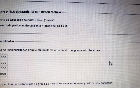 Esta es la imagen que aparecerá cuando deba elegir el número de estudiantes a matricular.