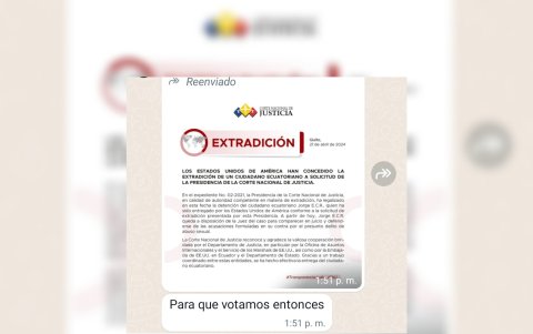 Mensaje sobre la extradición en chats de WhatsApp