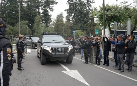 Traslado de Colón Pico a la Unidad de Flagrancia, en Quito