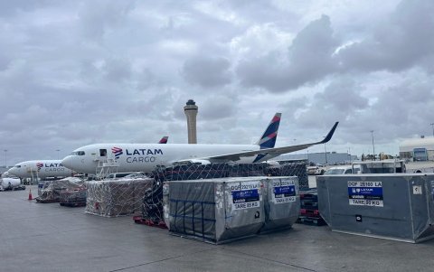 Nave.- El transporte de las flores por el Día de la Madre.