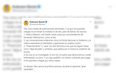 Mensaje de Ánderson Boscán.