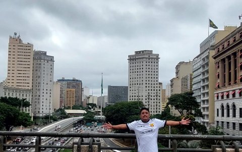 Juan Francisco Anchundia en Sao Paulo para ver a Barcelona.