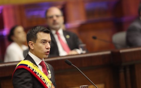 Daniel Noboa en su discurso en la Asamblea.