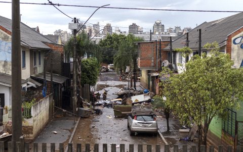 Una zona residencial afectada por las inundaciones, en la ciudad de Porto Alegre, en Rio Grande do Sul (Brasil).