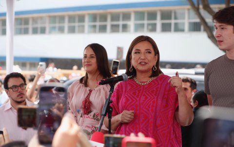 La candidata de la oposición Xóchitl Gálvez, habló con medios de comunicación después de emitir su voto, este domingo 2 de junio.