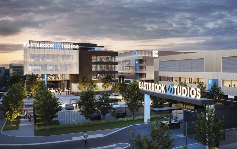 Imagen generada de un proyecto de unos estudios de cine en Londres, a orillas del Támesis.