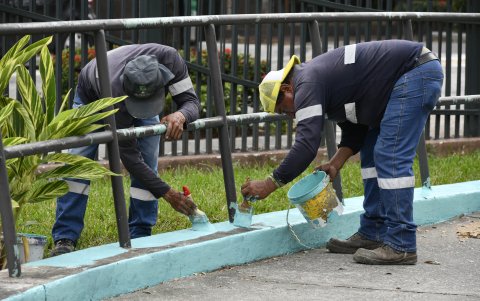 La zona de caminata también fue pintada