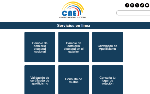 El cambio de domicilio electoral se puede realizar en línea a través de la página web del CNE.