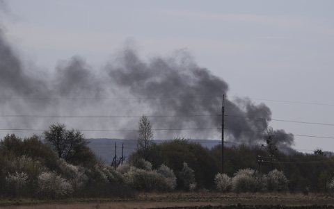 Imagenb de archivo de un ataque del ejército ruso en estaciones de tren en el centro y el oeste de Ucrania.