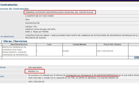 Contrato de Redieg entregado bajo el régimende emergencia.