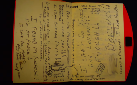Una nota hallada por las autoridades en el vehículo de Barnett manifestaba su descontento con Boeing y el programa de protección a denunciantes.





Una nota hallada por las autoridades en el vehículo de Barnett manifestaba su descontento con Boeing y el programa de protección a denunciantes.