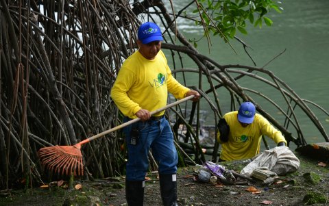 Tarrinas, botellas y todo tipo de desechos plásticos son hallados en los ramales del Salado.