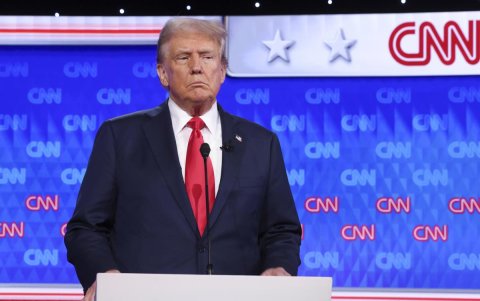 El expresidente de EE.UU., Donald J. Trump durante el debate presidencial en Atlanta (EE.UU.).