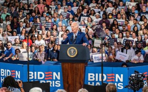 El presidente de EE.UU., Joe Biden en una de sus recientes apariciones en las presidenciales de este 2024.