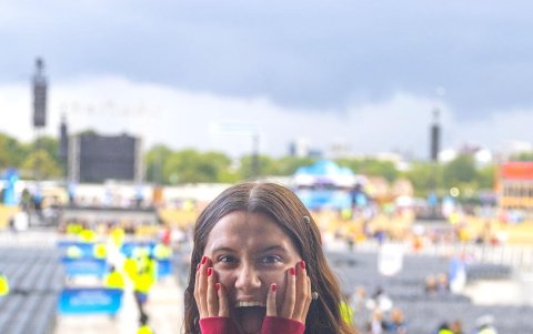 Joaquina en el backstage.