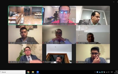 El expresidente del Consejo de la Judicatura, Wilman Terán, se conectó a la audiencia en forma telemática desde la cárcel La Roca, en Guayaquil.