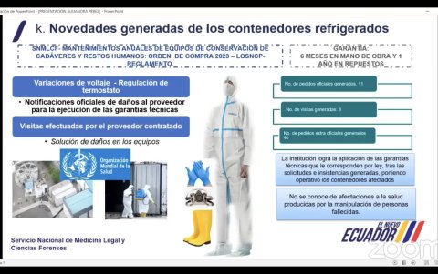 Lámina. En una de las imágenes, Alejandra Pérez, coordinadora técnica de Medicina Legal, aseguró que los cadáveres de la morgue no representan riesgo para la salud; fue desmentido por médico forense.
